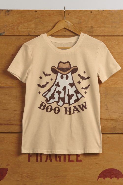 Boo Haw Funny Western Halloween Ghost T Shirt Hipsters Remedy Sand Dune Xs