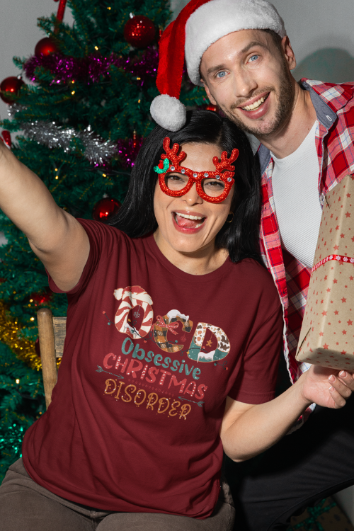 Christmas OCD T-Shirt, Funny Holiday Pun Psychology Parody Humor Tee