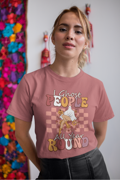 I Ghost People All Year Round Funny Retro Halloween Tee