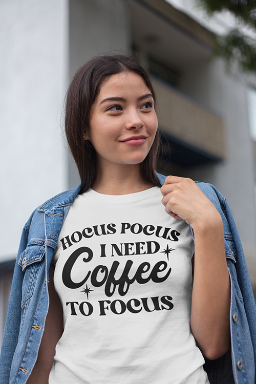 Hocus Pocus I need Coffee to Focus T-Shirt, Caffeine Lover Gift