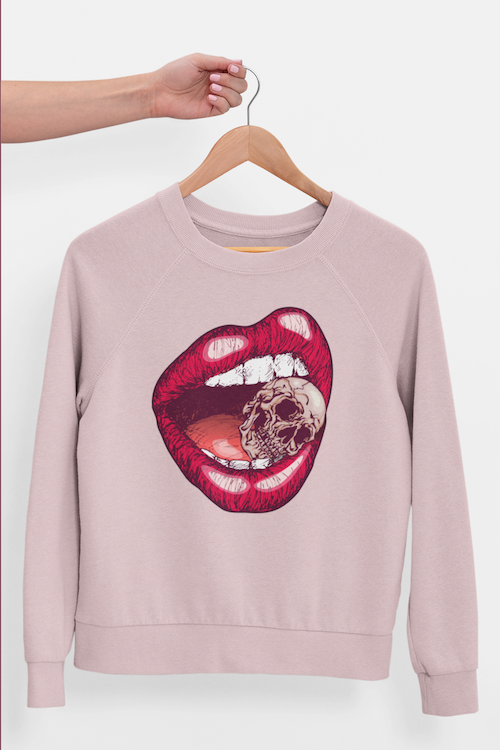 Grey jumper hotsell with pink lips